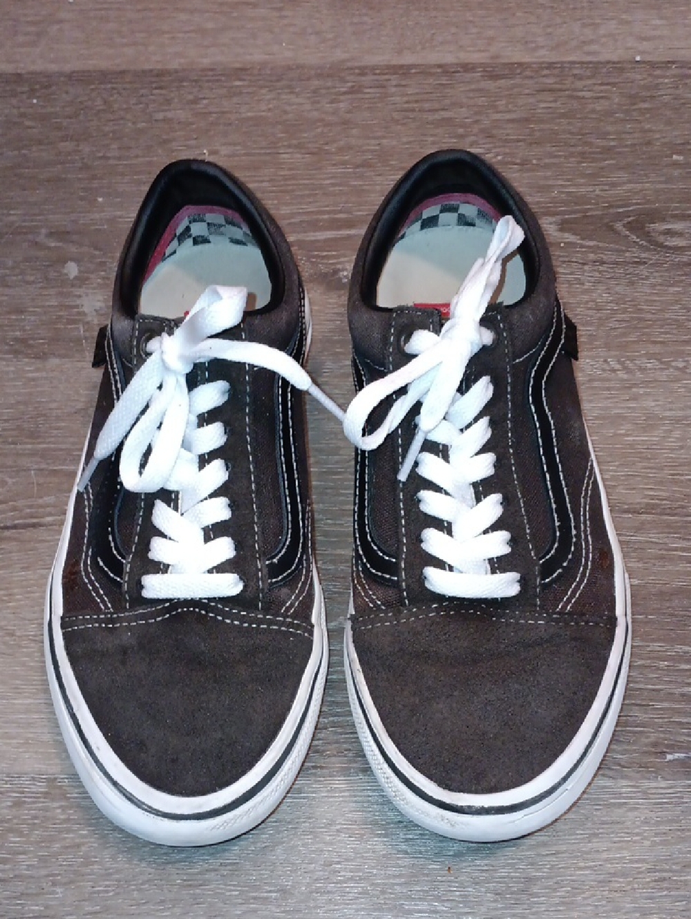 Vans Dark Brown Suede Lace-Up Sneakers with White Laces